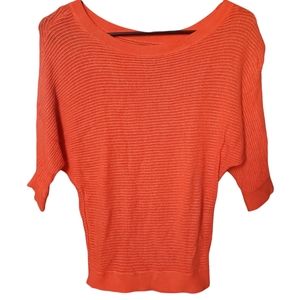 EXPRESS | Lightweight 3/4 Sleeve Waffle Orange Sweater Top | Size XS